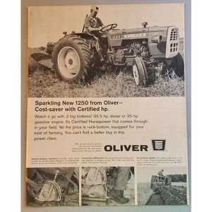 Vintage Oliver 1250 Tractor Magazine Advertisement 1965